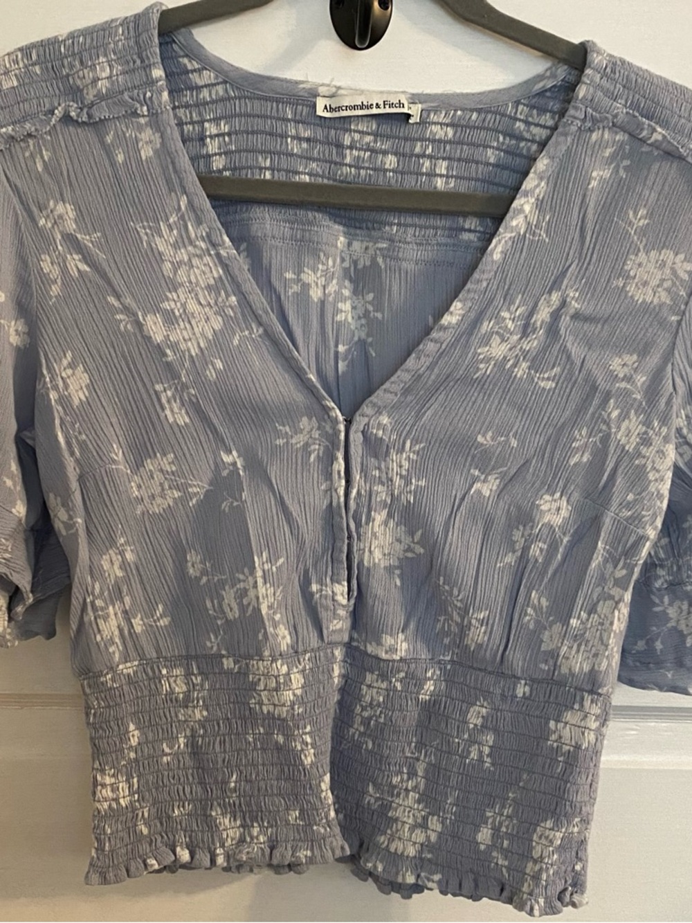 Abercrombie & Fitch Light Lavender Floral Smocked Top